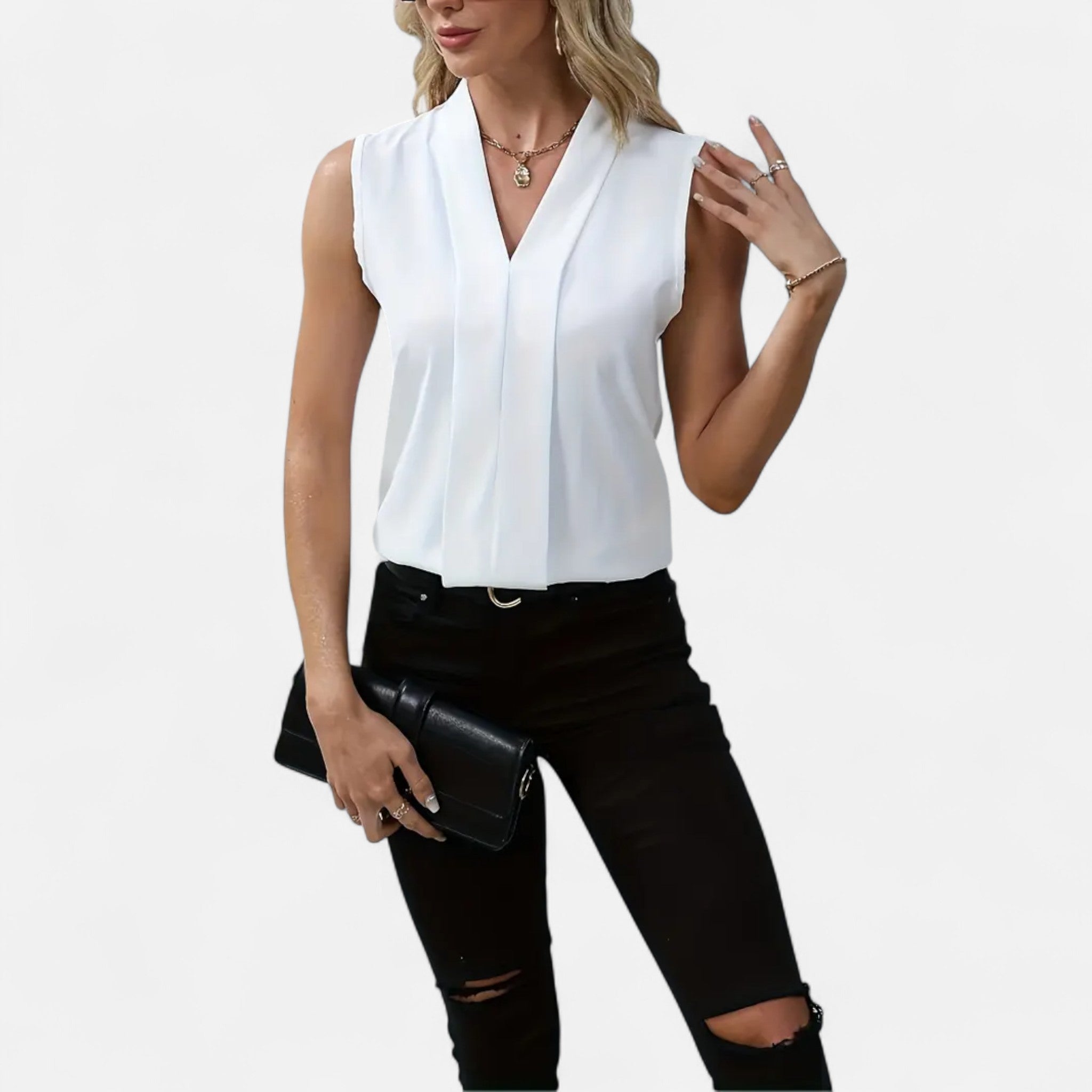 Cariova Mode | Women’s Sleeveless V-Neck Top – Timeless Elegance