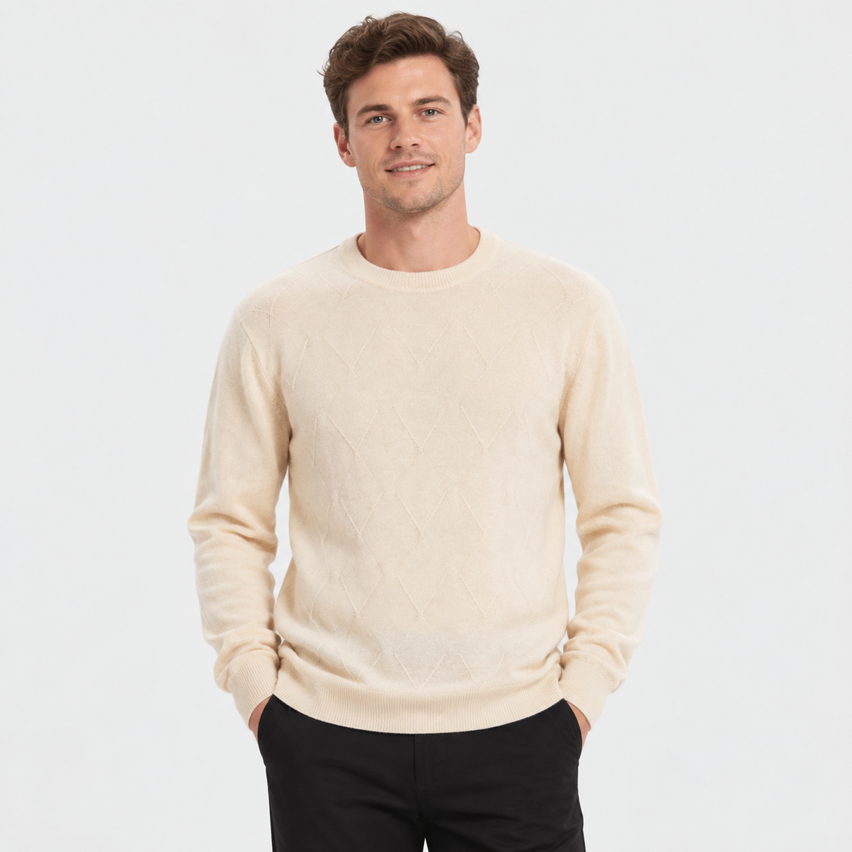 Cariova Mode I Men's Wool Pullover Sweater - Lightweight Relaxed Fit