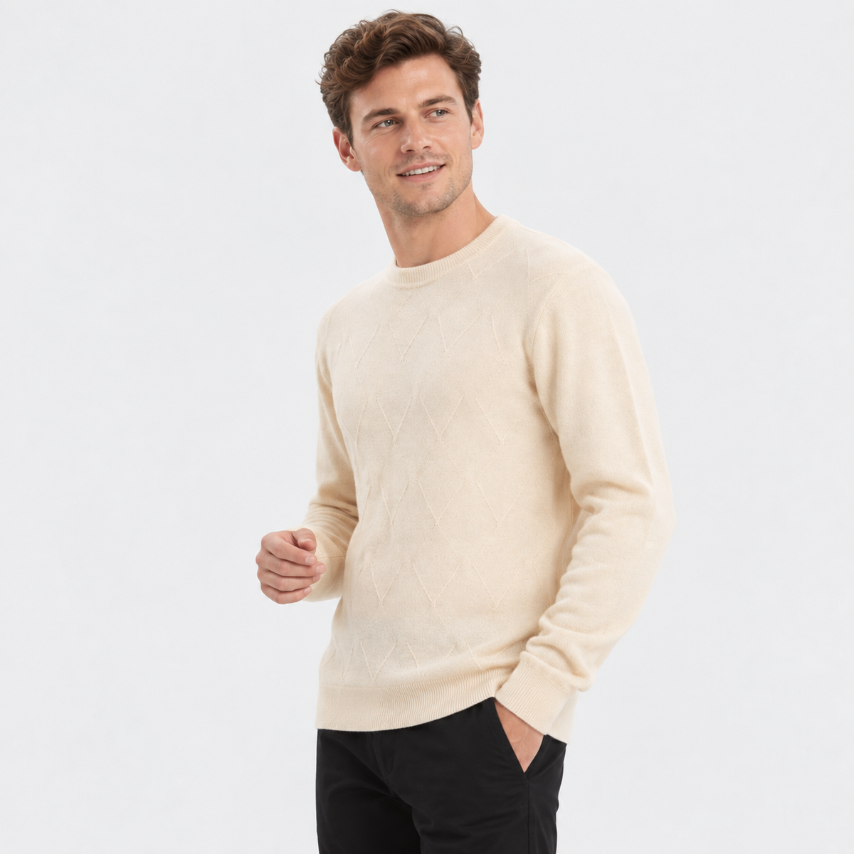 Cariova Mode I Men's Wool Pullover Sweater - Lightweight Relaxed Fit