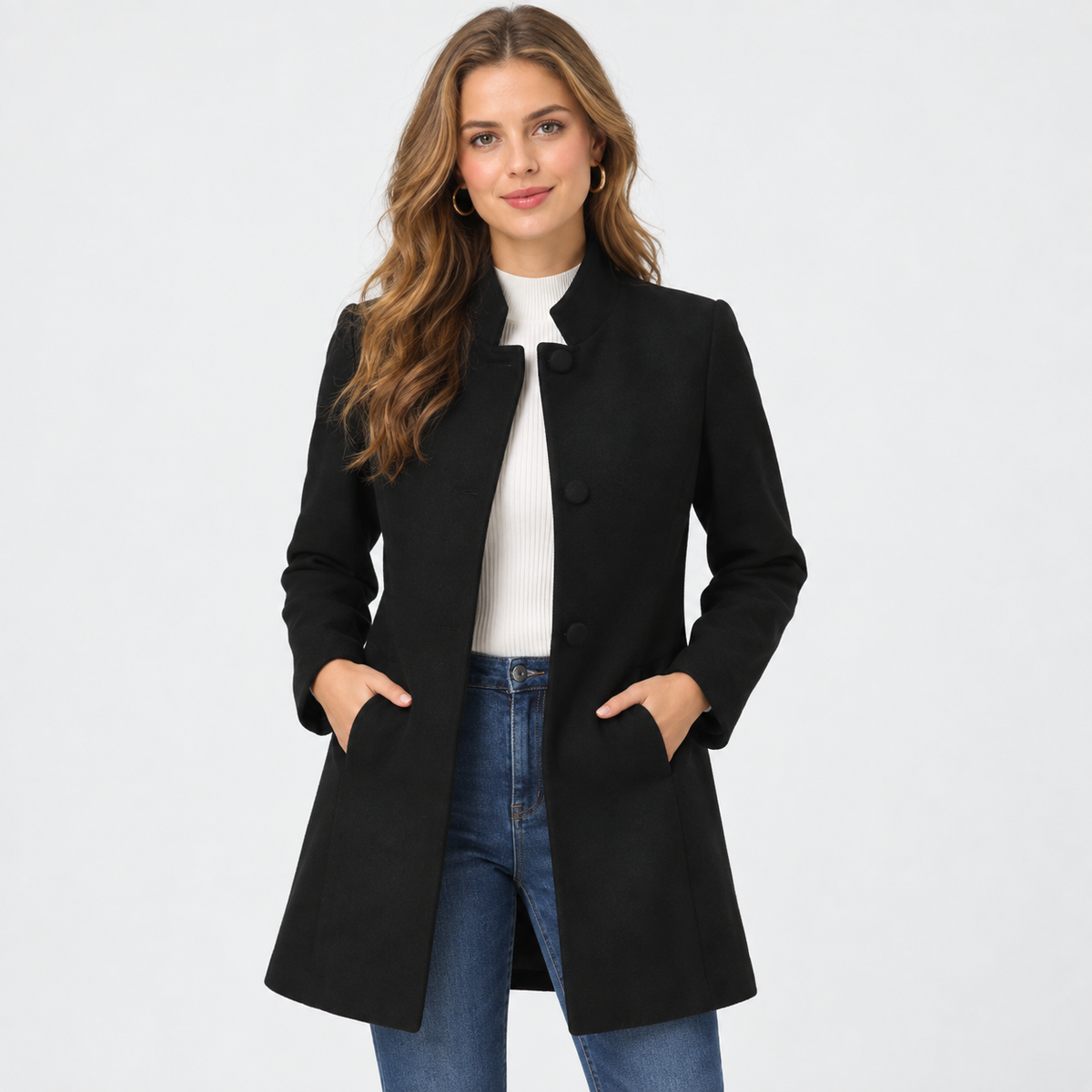 Cariova Mode I Women's Casual Coat - Solid Color Long Sleeve Outerwear