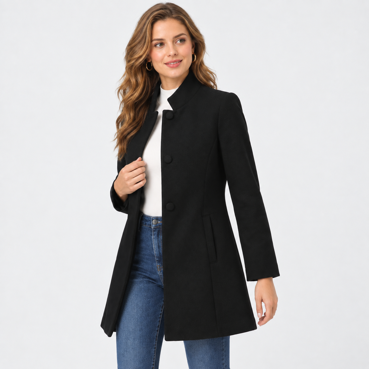 Cariova Mode I Women's Casual Coat - Solid Color Long Sleeve Outerwear