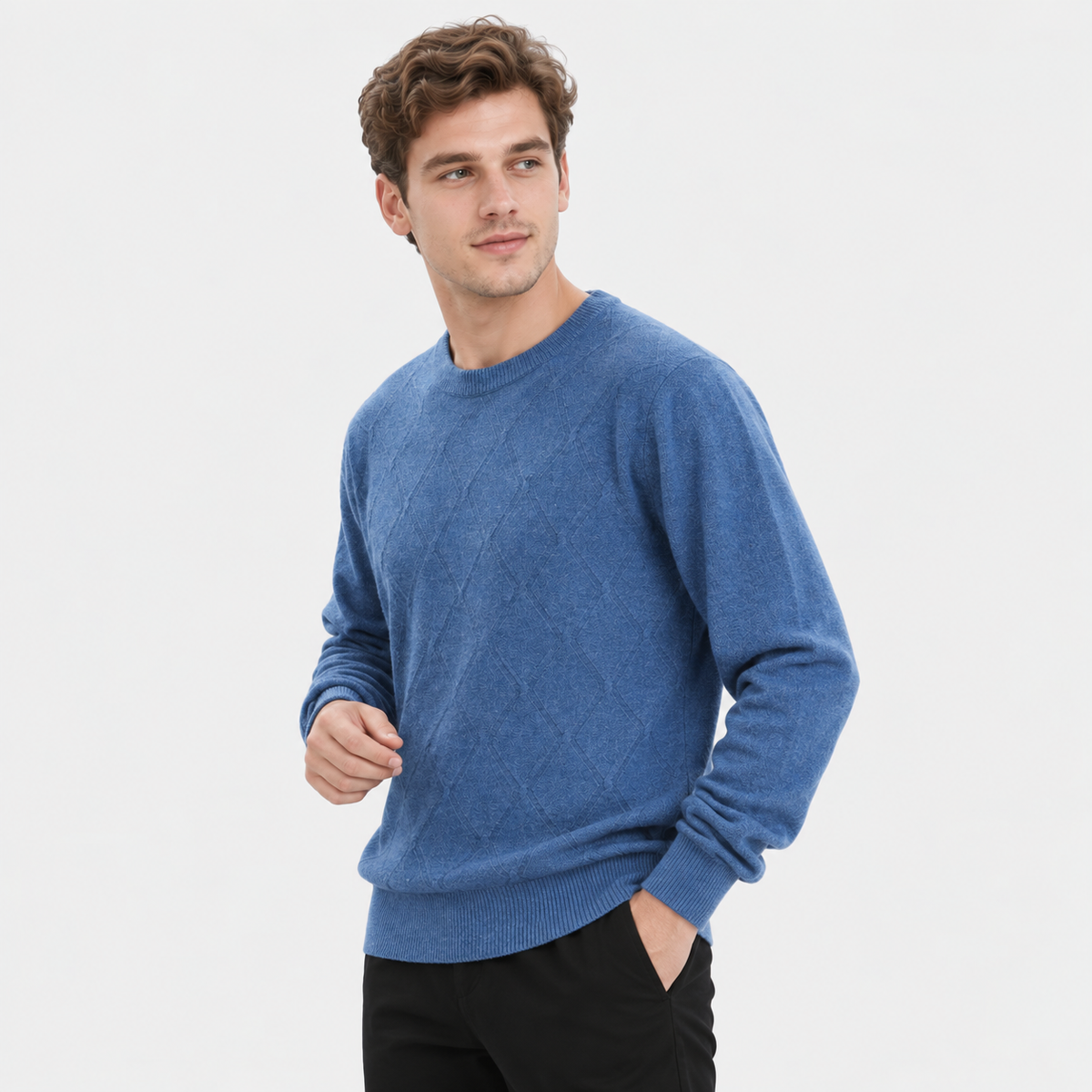 Cariova Mode I Men's Wool Pullover Sweater - Lightweight Relaxed Fit