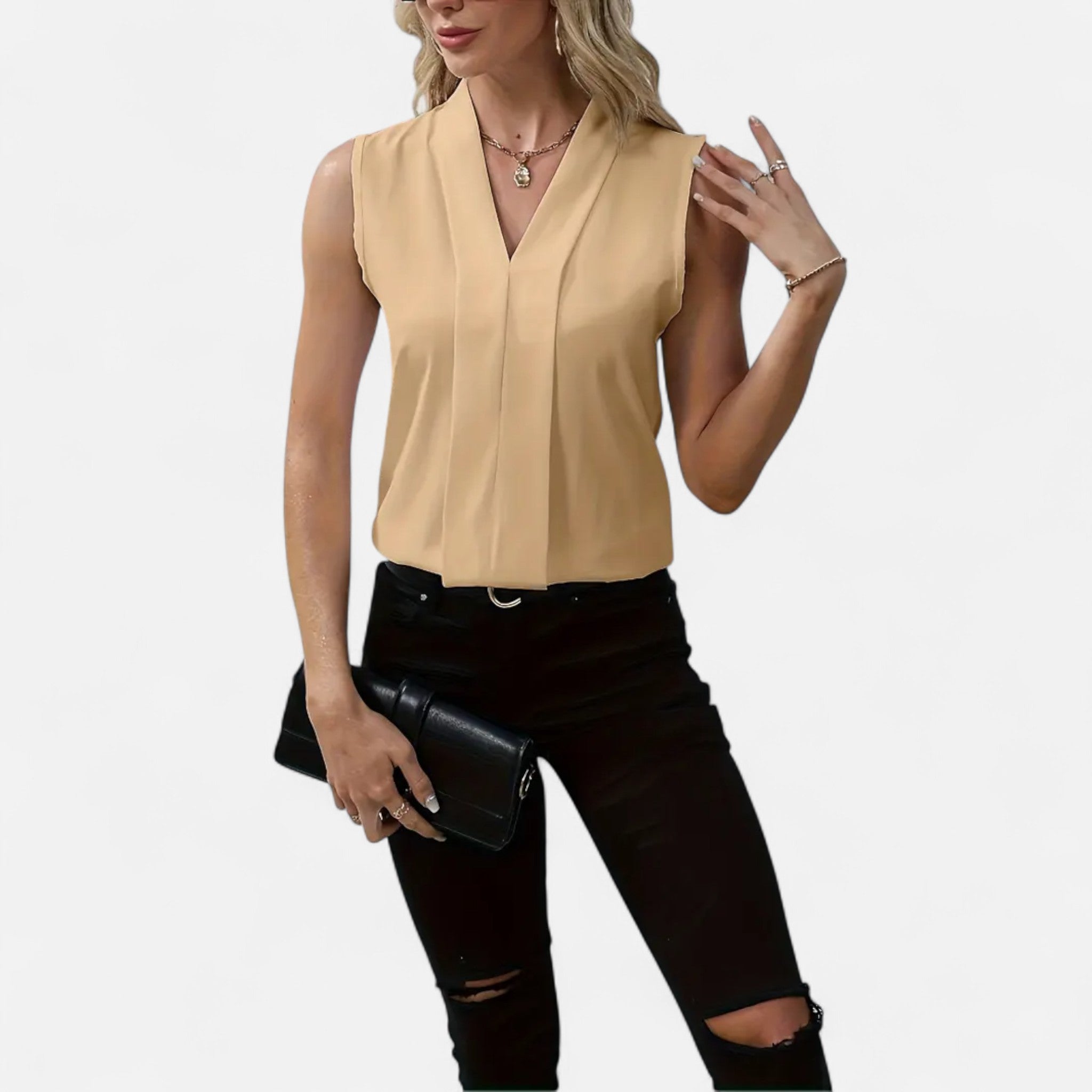 Cariova Mode | Women’s Sleeveless V-Neck Top – Timeless Elegance