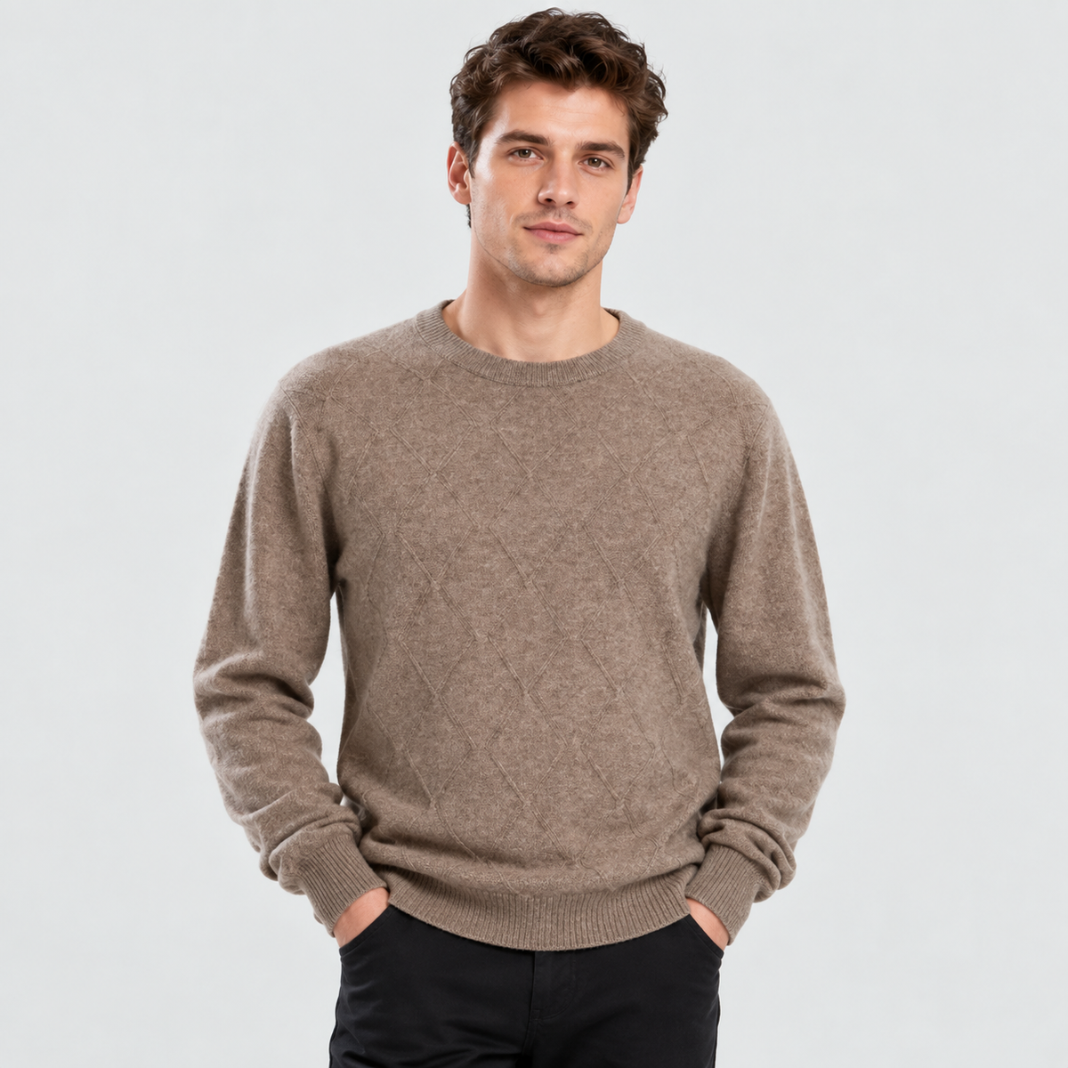Cariova Mode I Men's Wool Pullover Sweater - Lightweight Relaxed Fit