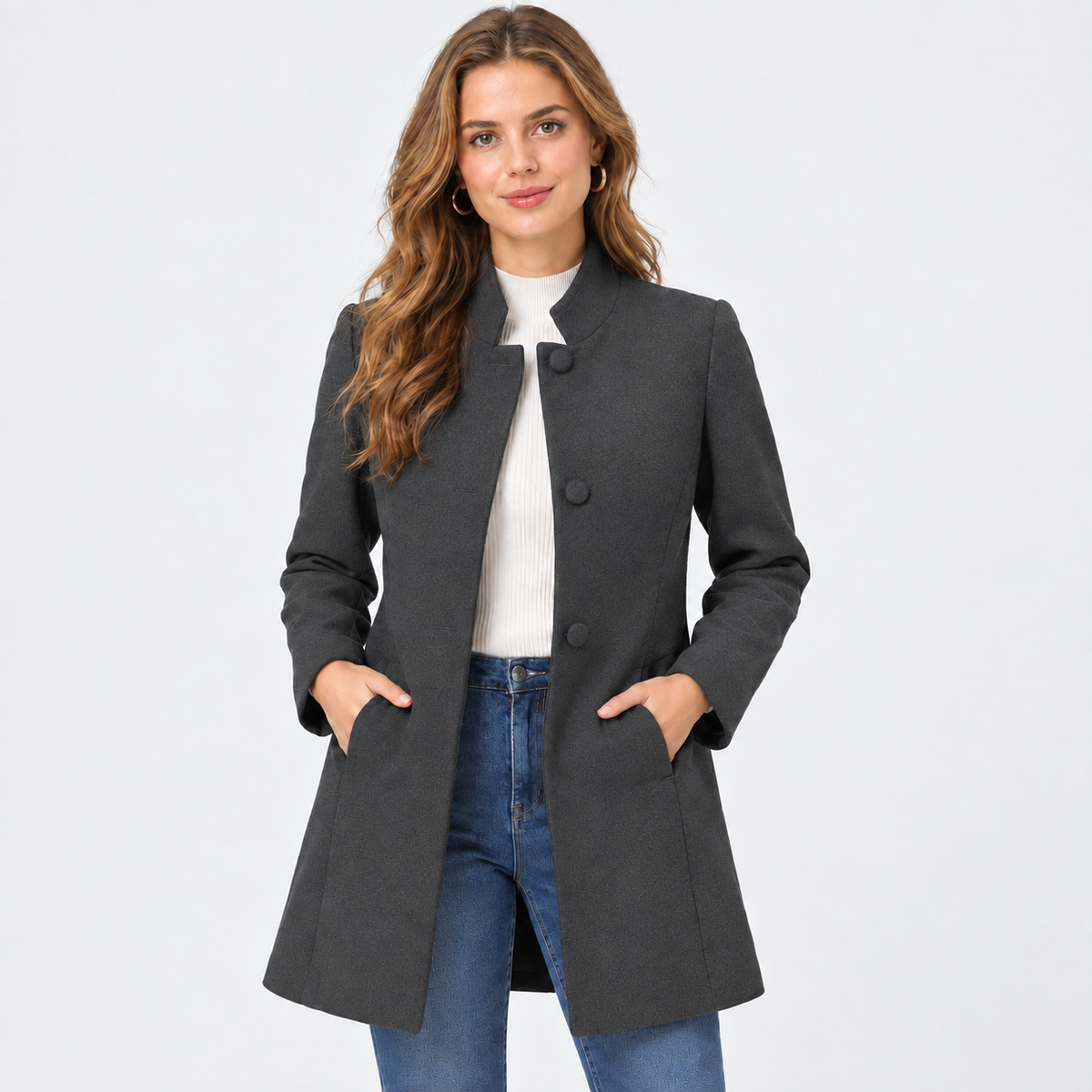 Cariova Mode I Women's Casual Coat - Solid Color Long Sleeve Outerwear