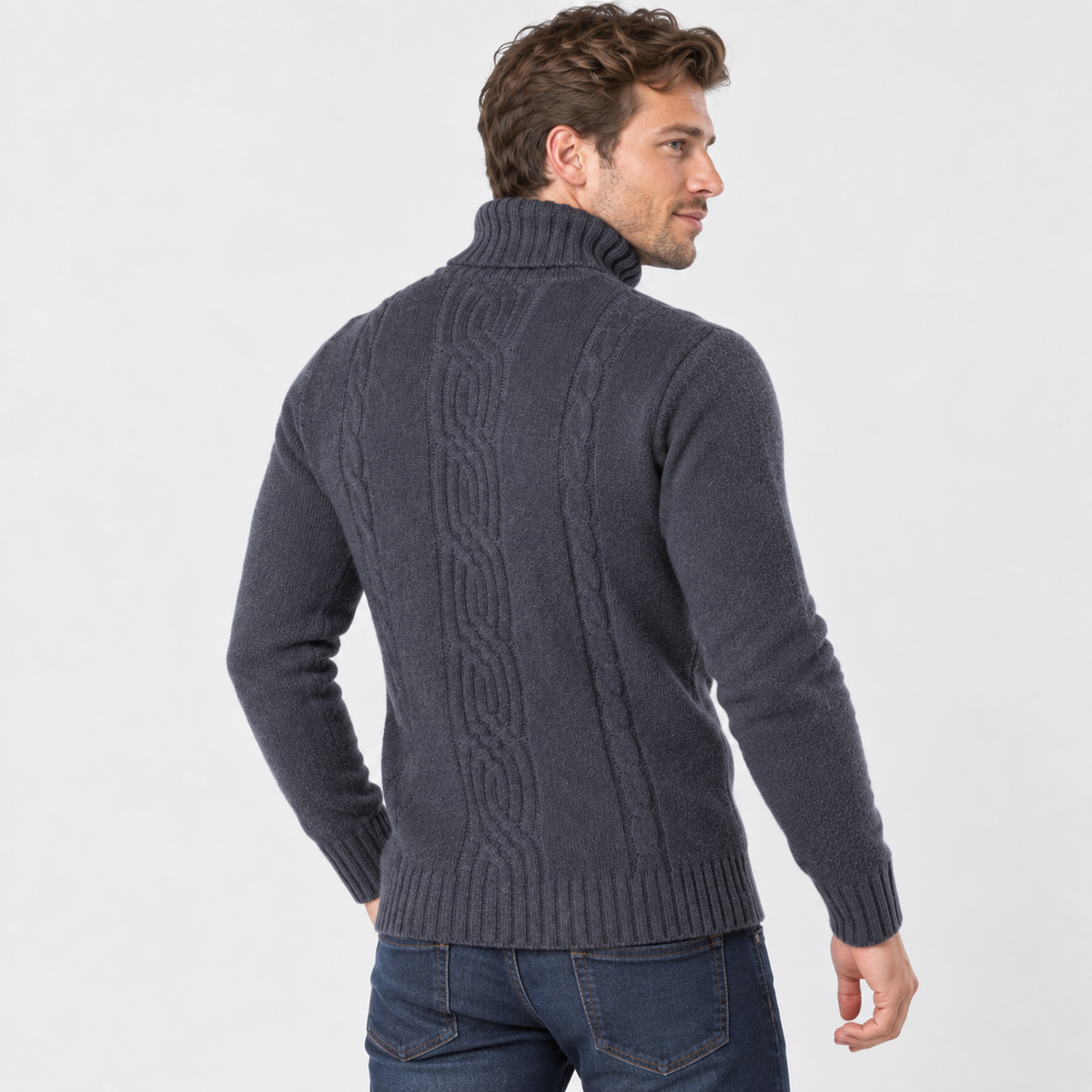 Cariova Mode I Men's Jacquard High Neck Sweater - Slim Fit Long Sleeve