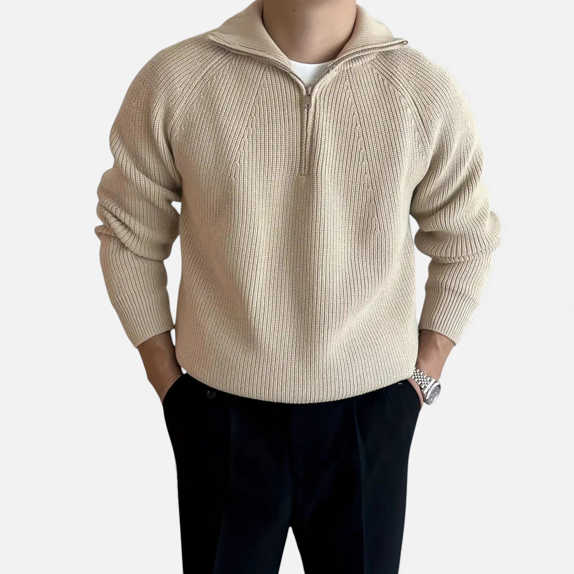 Cariova Mode | Men’s Heritage Knit Zipped Sweater