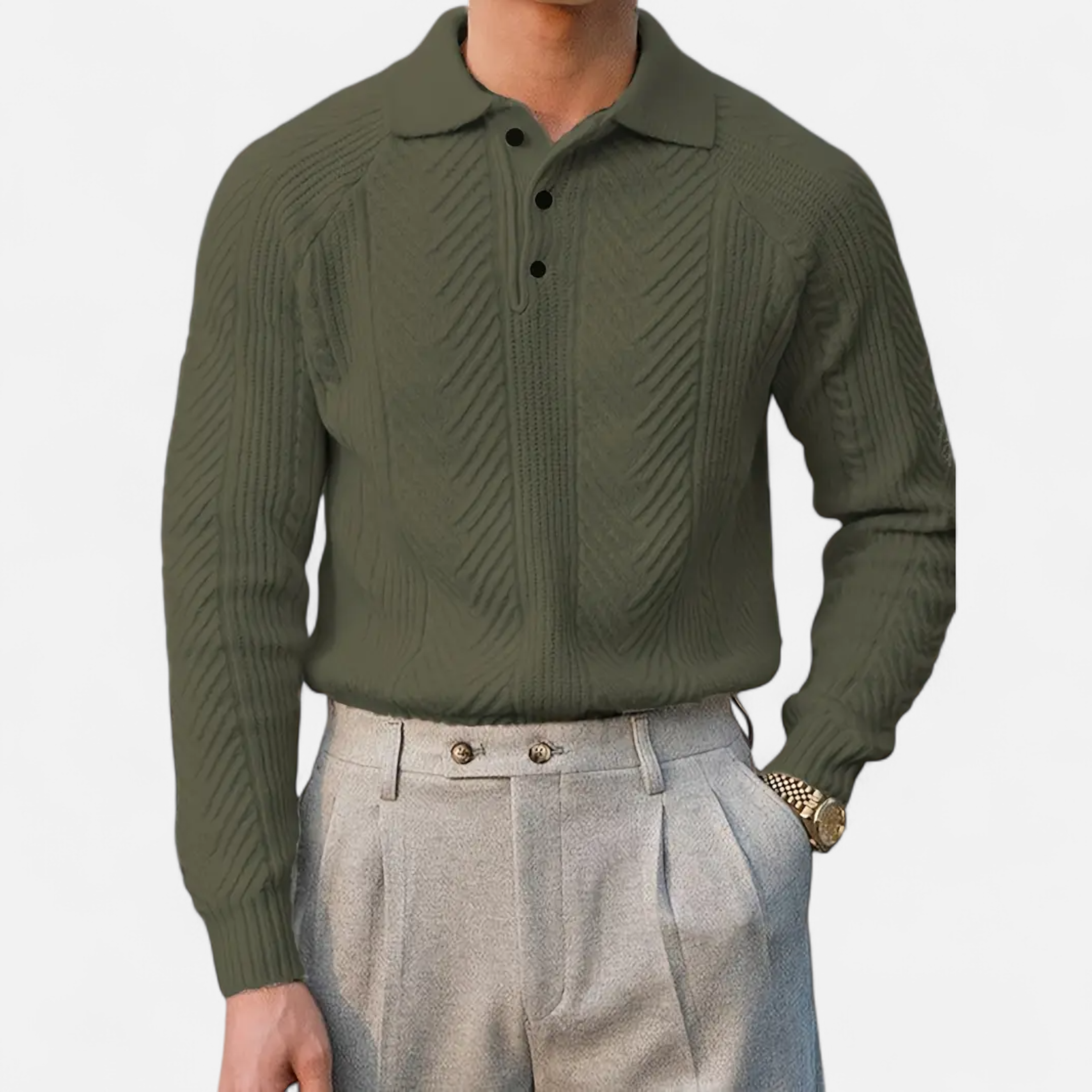 Cariova Mode | Men’s Retro Cable Knit Shirt – Heritage Style