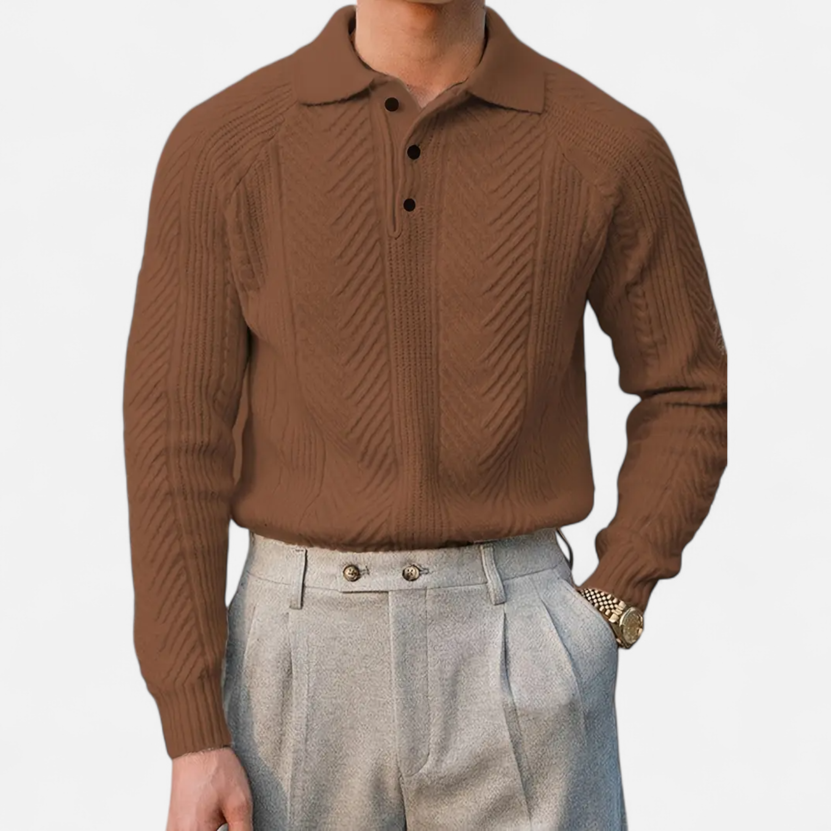 Cariova Mode | Men’s Retro Cable Knit Shirt – Heritage Style