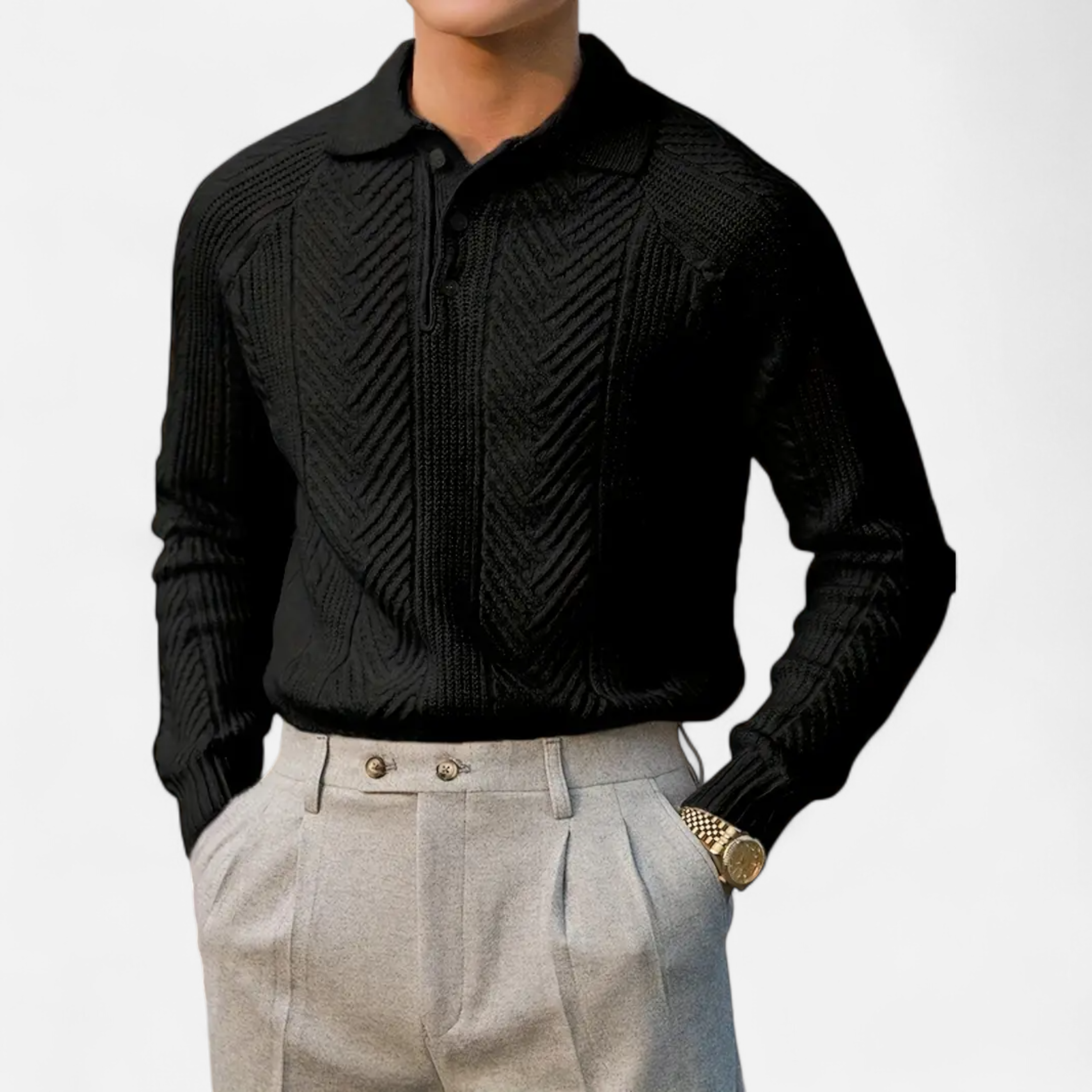 Cariova Mode | Men’s Retro Cable Knit Shirt – Heritage Style